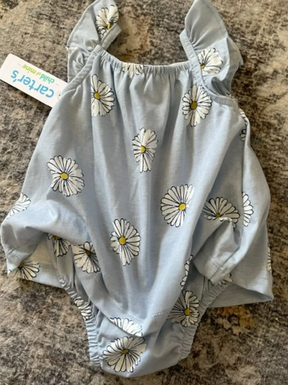Carter's Child of Mine Baby Girl 3-6 Months Light Blue Daisy Dress Romper New